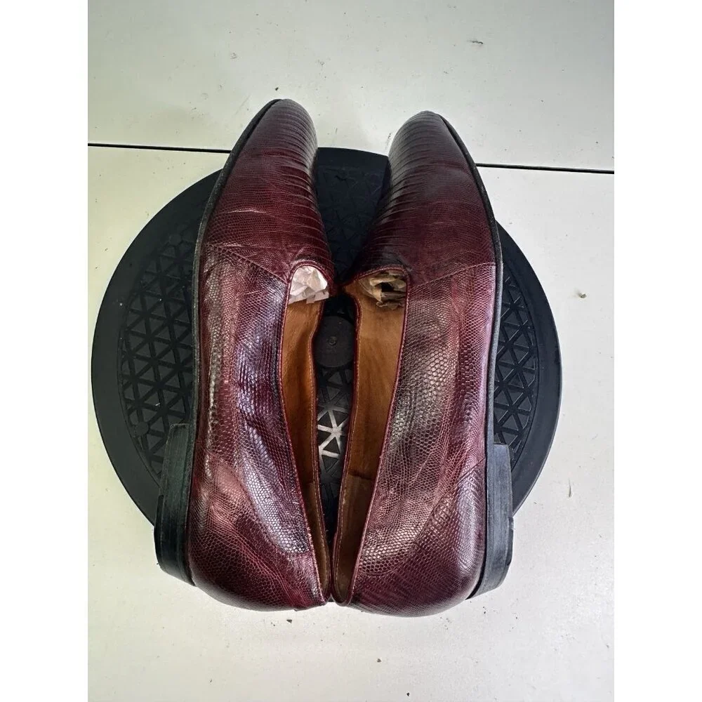 Fratelli Rossetti Men's Burgundy Lizard Skin Tassel Loafer Size 9 Slip On